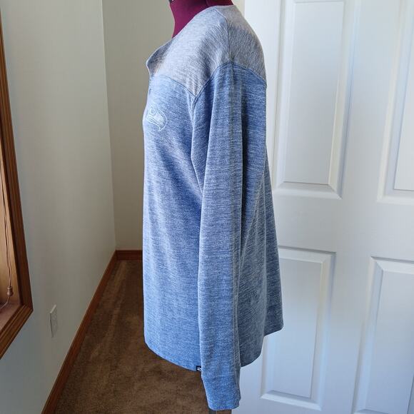 '47 Seattle Seahawks Colorblock Henley Large long sleeve blue grey button crew - Picture 3 of 12